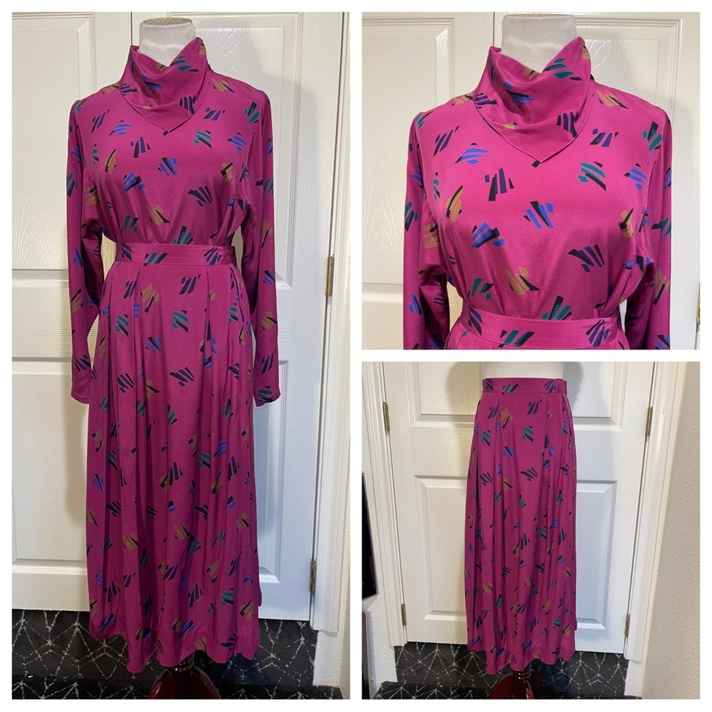 Vintage Christian Dior seperates silk skirt and blouse